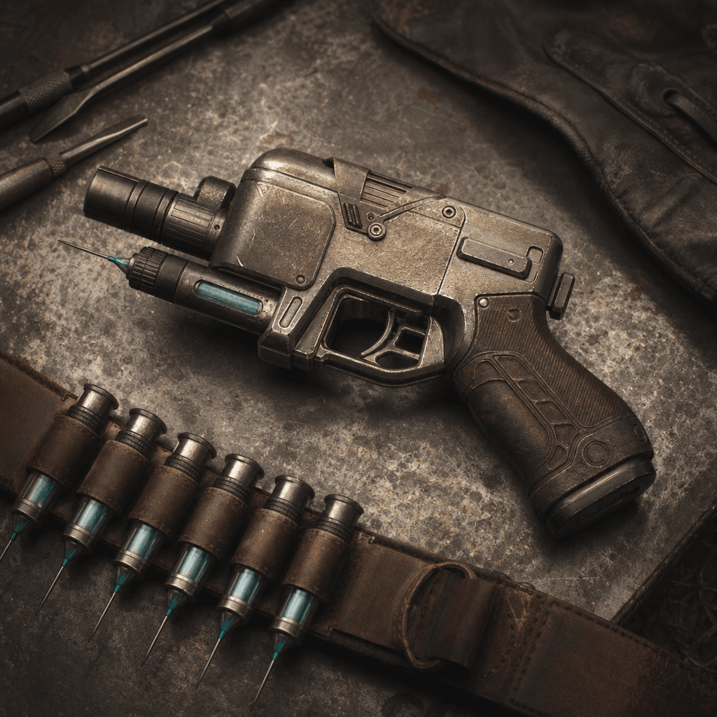 Compact sedative dart pistol with dart bandolier