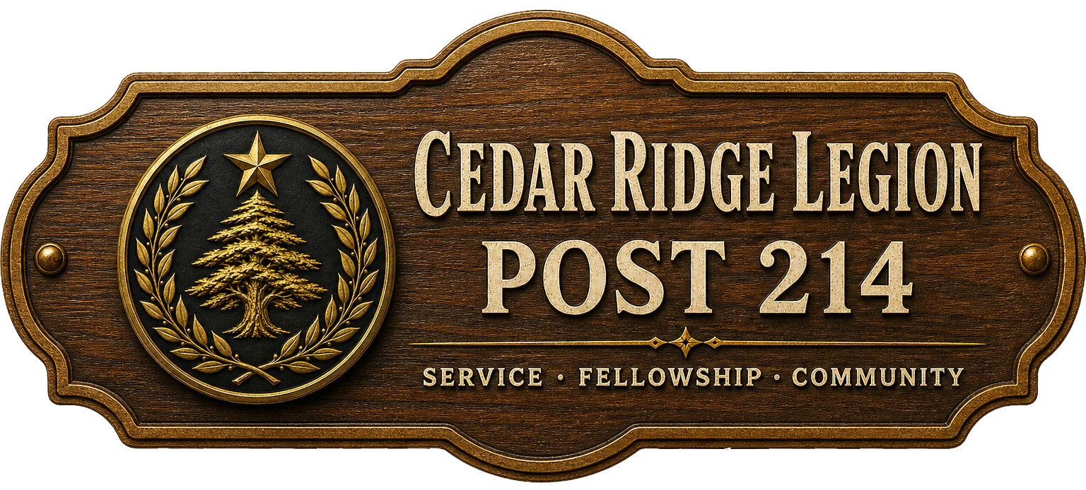 Cedar Ridge Legion Post 214 logo lockup