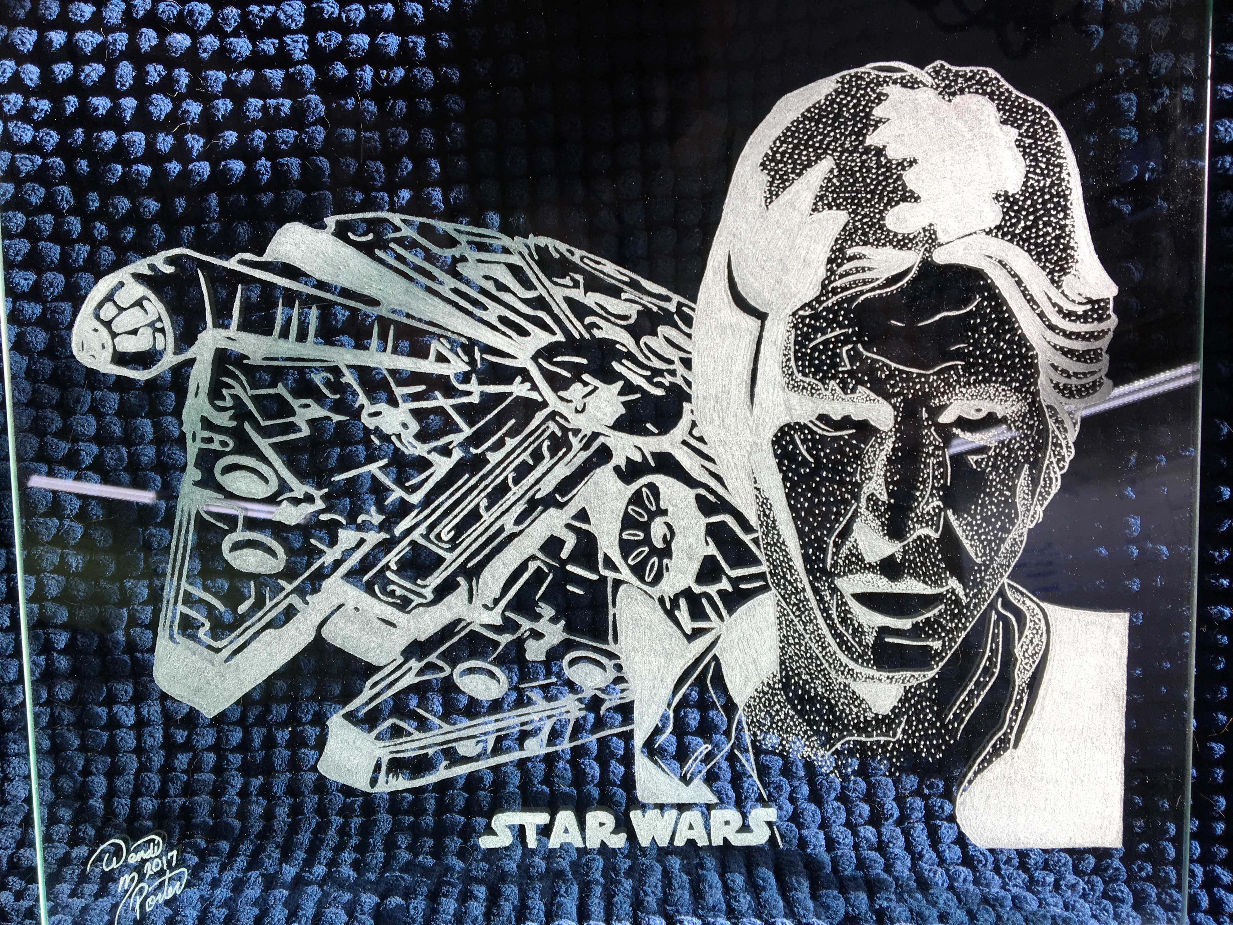 Hand Etched Han Millennium Falcon