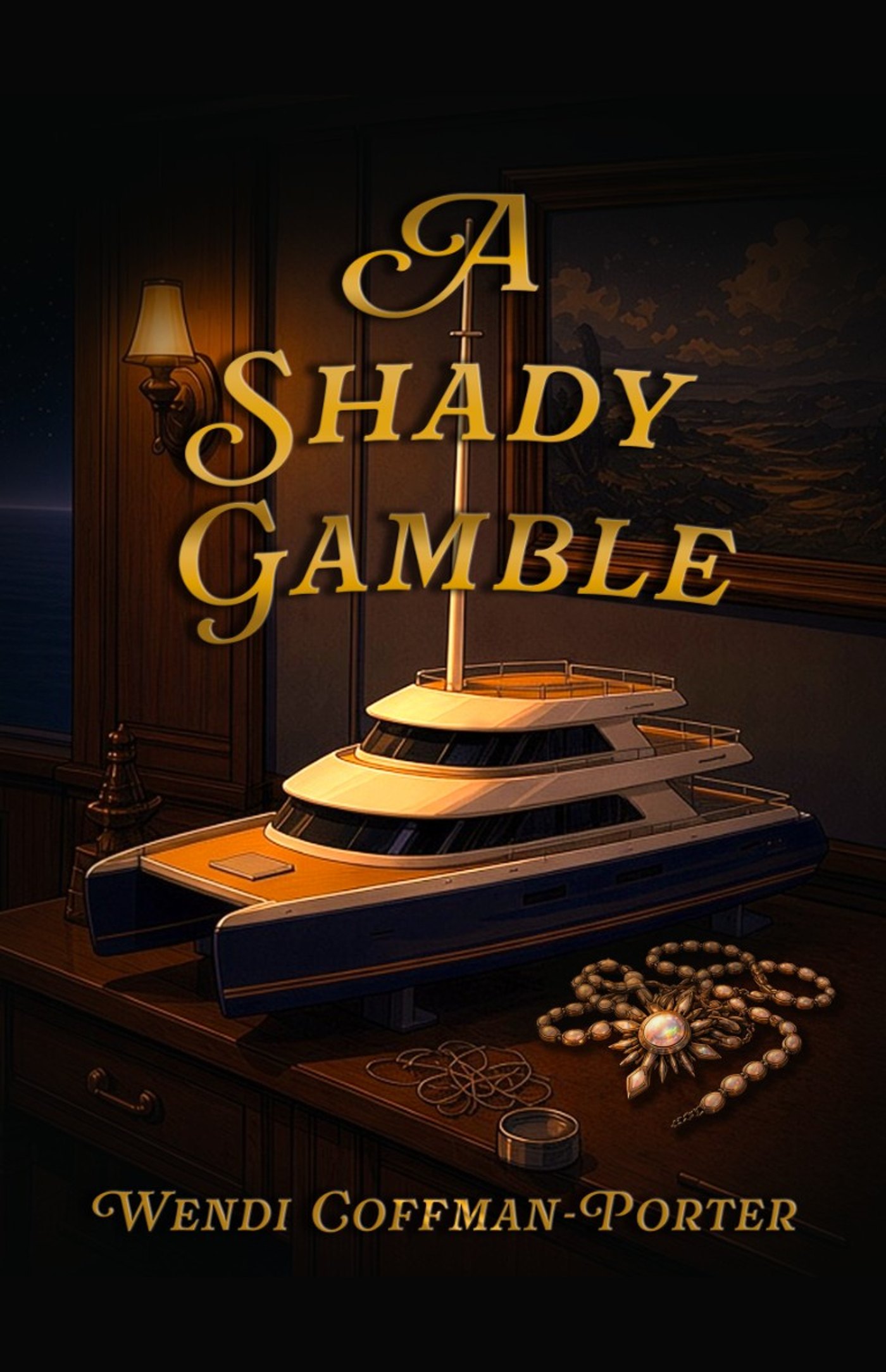 A Shady Gamble — night poker table on a private ship